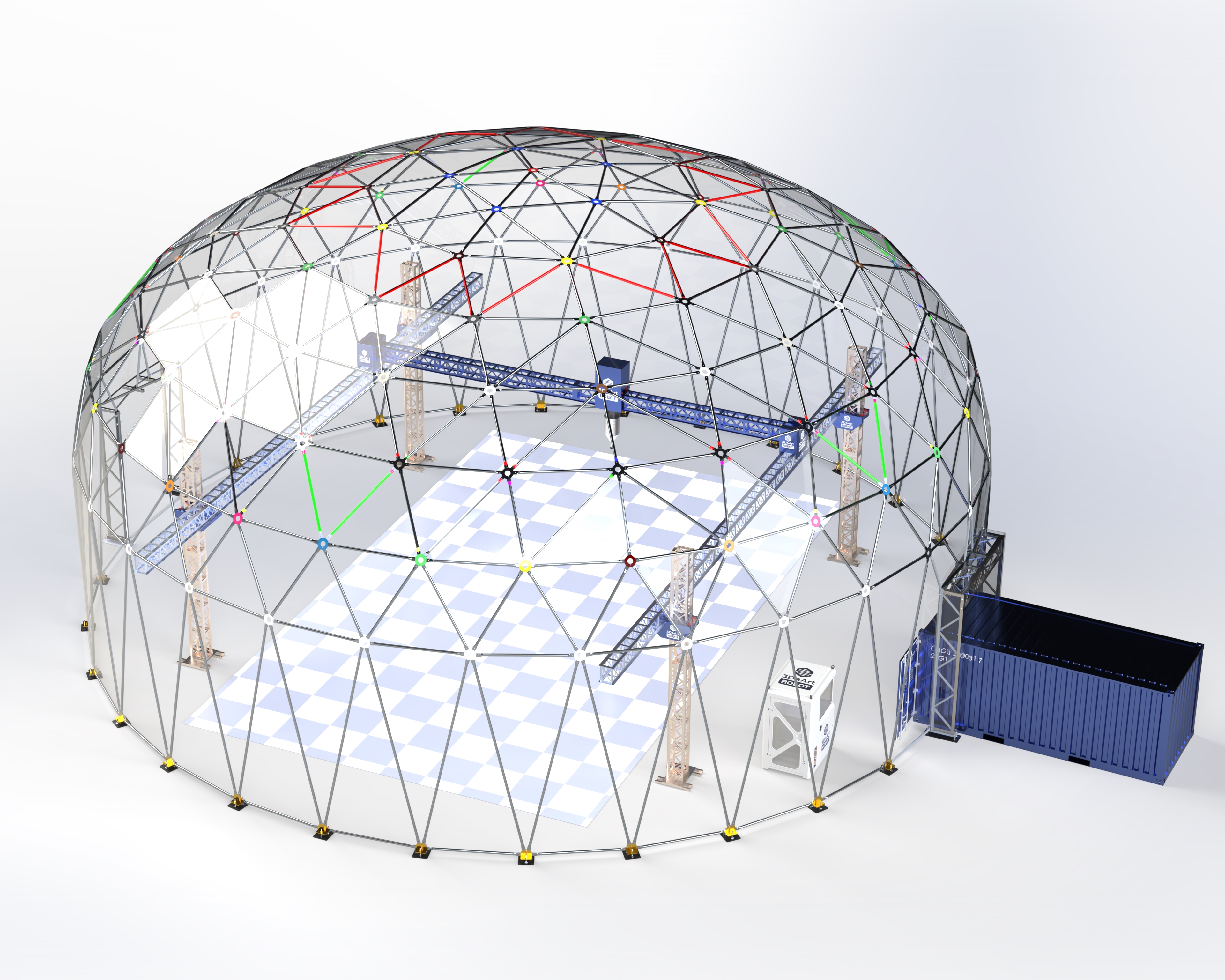 DomeGuard enclosure concept around a construction 3D printing work zone