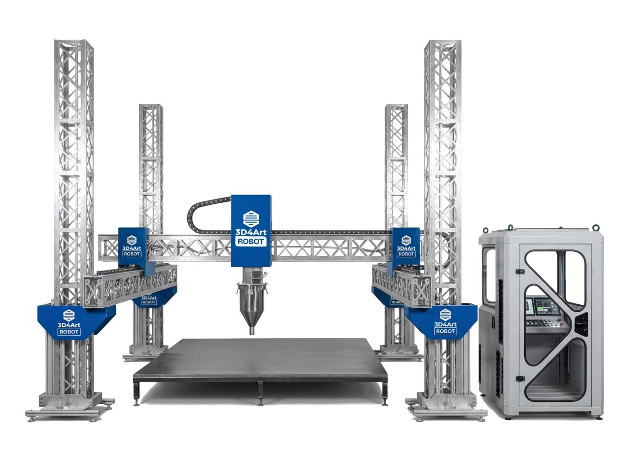 Robot-3D4Art printer with control cabinet and portal gantry assembly