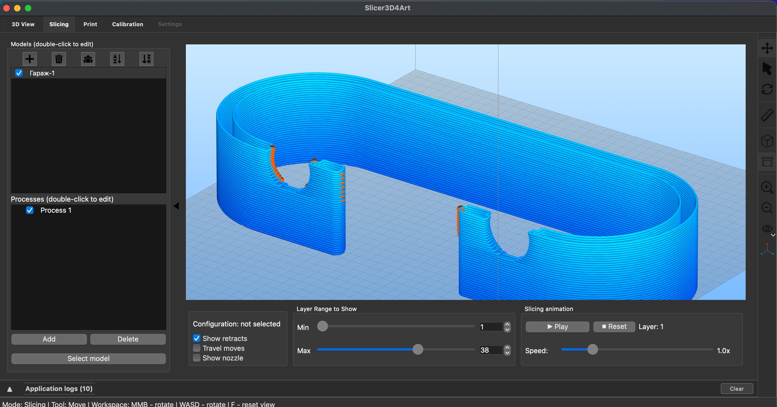 3D4Art Slicer layer and toolpath preview screen