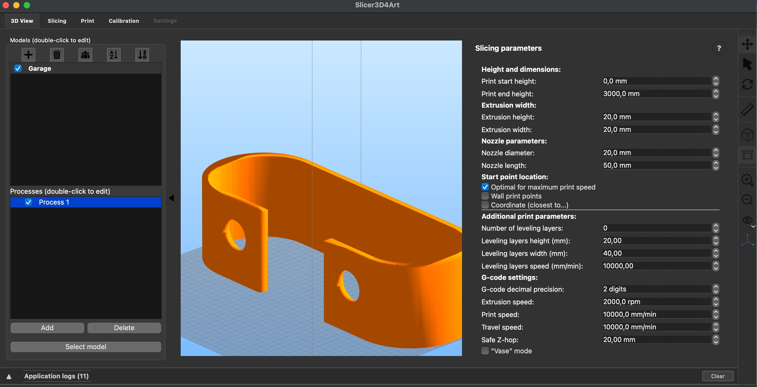 3D4Art Slicer interface and workflow screen